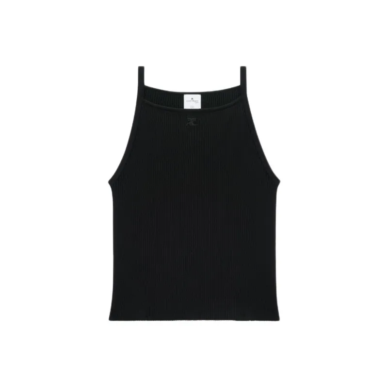 COURREGES Neckline Rib Knit Tank Top-0