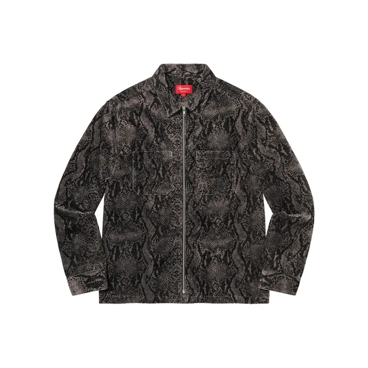 Supreme Snakeskin Corduroy Zip Up Shirt-0