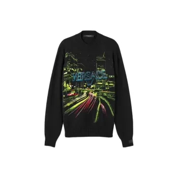 VERSACE City Lights Embroidered Crewneck Jumper