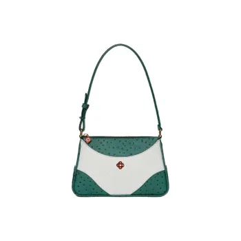 CASABLANCA Calfskin Shoulder Bag Trumpets Women's White & Green