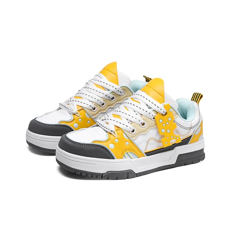 JEANSWEST Cheese Patchwork Trendy Slip Resistant, Abrasion Resistant, Breathable Low Top Skateboard Shoes Men's-3
