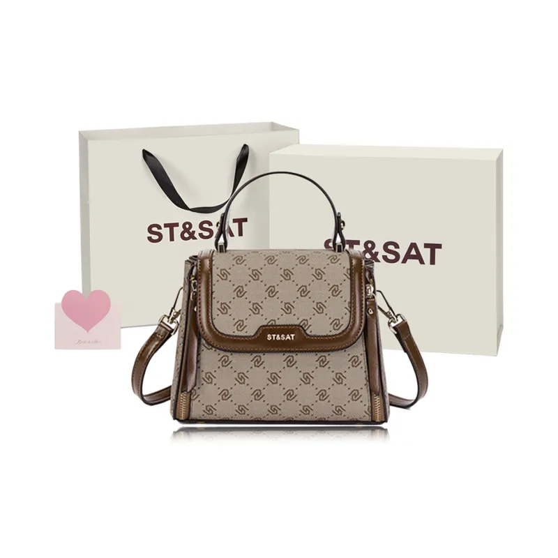 ST&SAT PVC Crossbody Handbags Regular Women's Coffee/Khaki-5