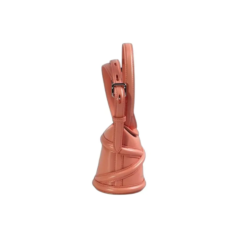 Alexander McQueen THE CURVE BAG Leather Bucket Bags Crossbody Bag, Shoulder Bag Mini Women's Pink Orange-1