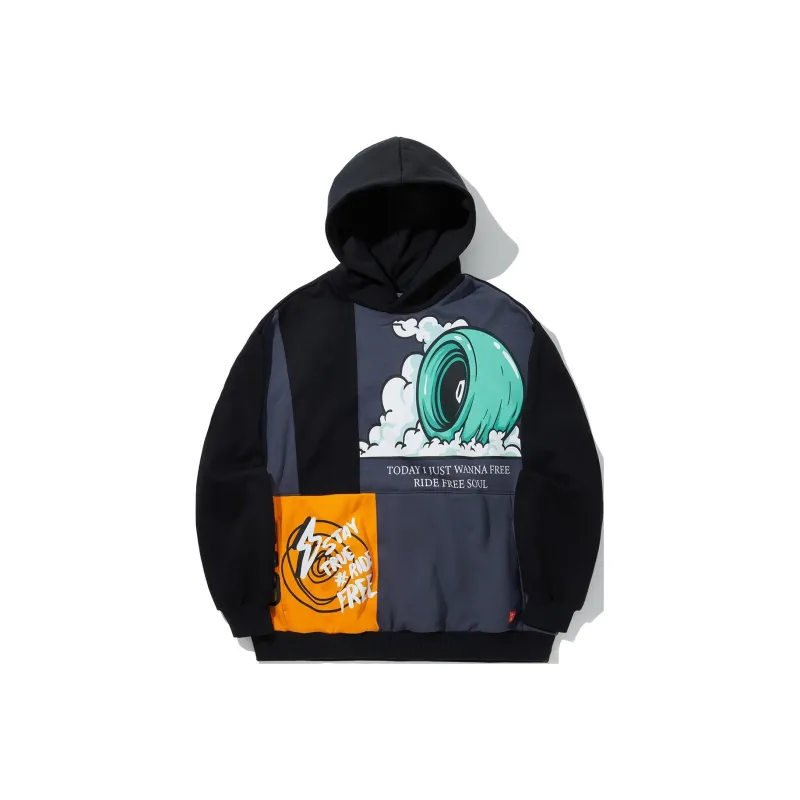 LiNing Sweatshirt Unisex Black Moutain Blue Evening Orange-0