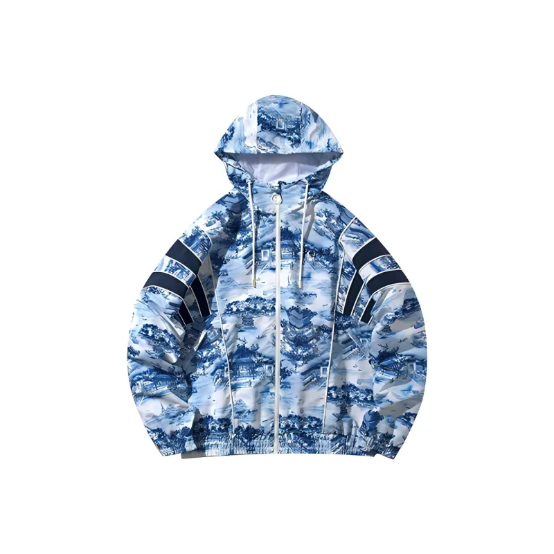 LiNing Jacket Men's Blue And White Porcelain Print-0