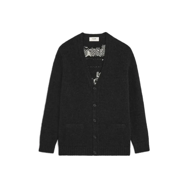 CELINE FW23 Knitted Fabric Cardigan Men's Black-0