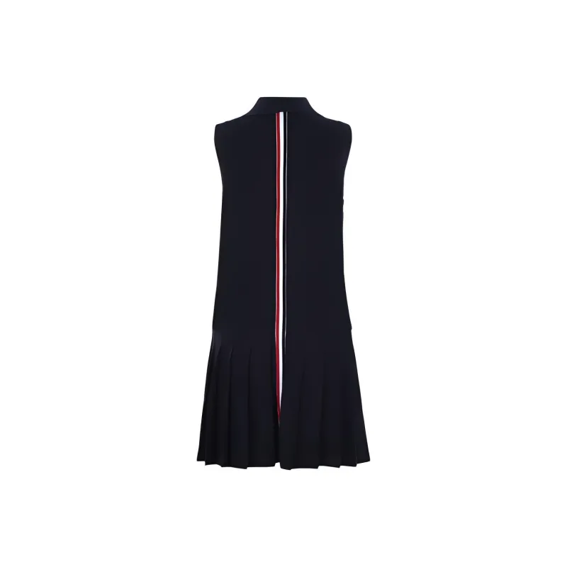 THOM BROWNE Rwb Stripe Sleeveless Pleated Tennis Dress-1