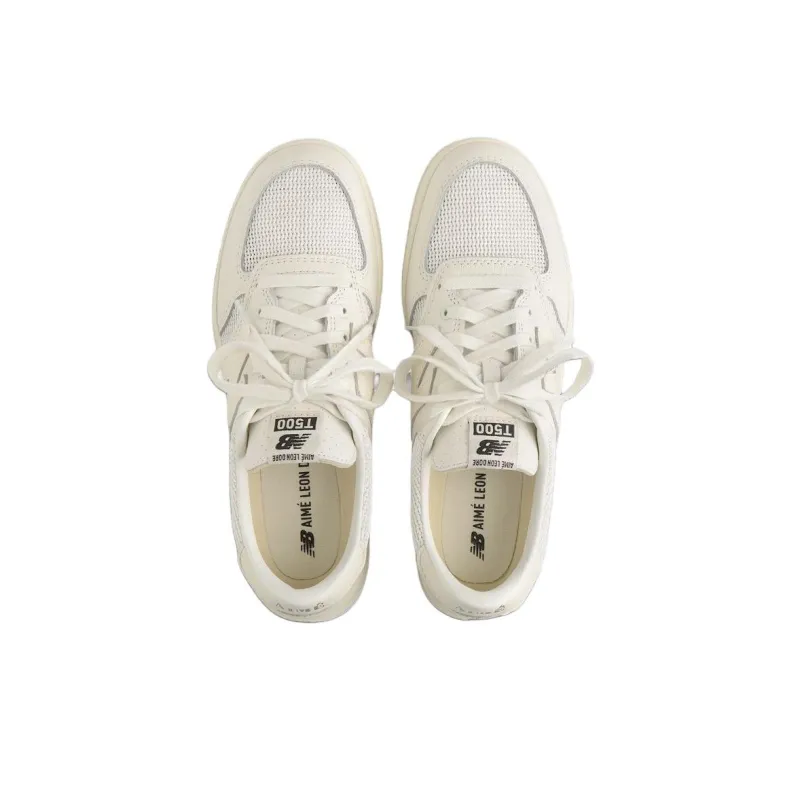 AIME LEON DORE x New Balance NB T500 Anti Slip Wear Resistant Low Top Skateboard Shoes Unisex White-2