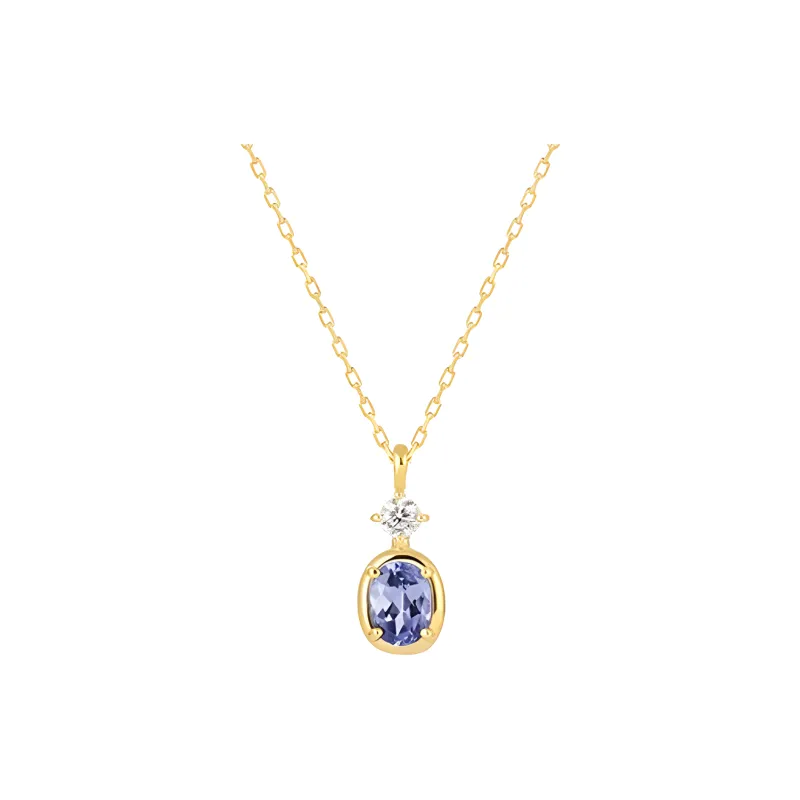 Canal 4℃ 10K Gold Tanzanite Cubic Zirconia Necklaces Women's Gold-0