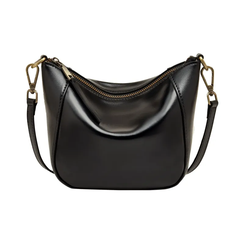 Old Man's Head Top Grain Cow Leather Crossbody Bag Regular Women's Black/White/Lemon/Khaki-1