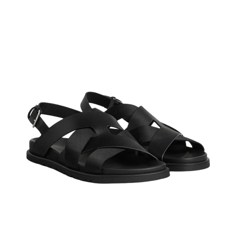 HERMES Heracles One Strap Sandals Men's Black-2