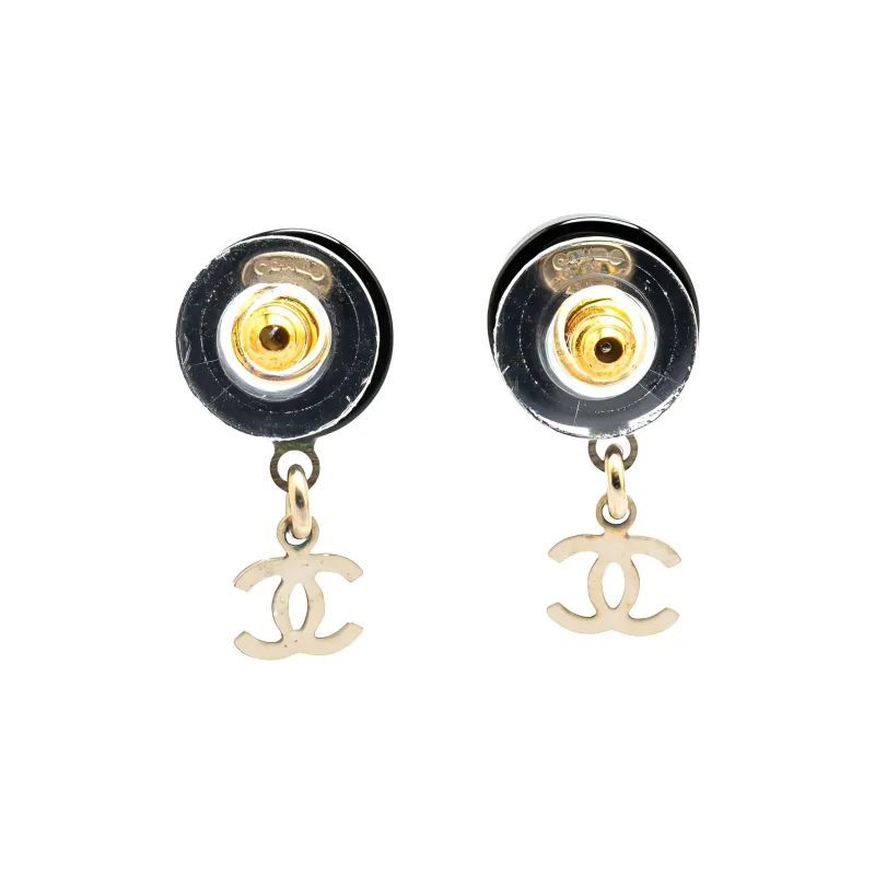 CHANEL 2006 Resin Cc Chain Drop Push Back Costume Earrings-1