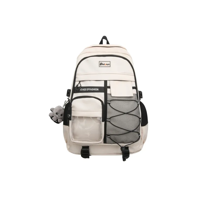 BUBM Nylon Backpack Unisex Light Gray/Black/Navy Blue/Beige-15