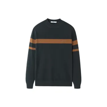 HLA Sweaters Men Green Gray Stripes W7