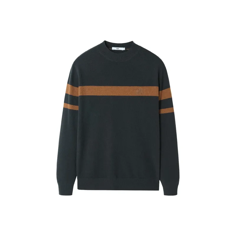 HLA Sweaters Men Green Gray Stripes W7-0