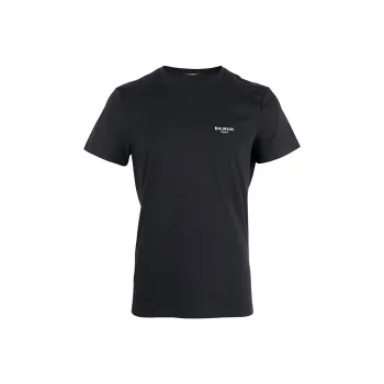 BALMAIN Flocked Logo Crewneck T Shirt