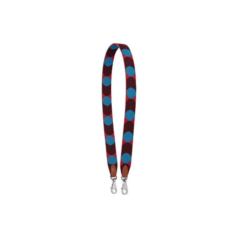 HERMES Sangle Flipperball Canvas With Swift Calfskin Bag Strap Women's Heart Red & Frida Blue & Gold-0