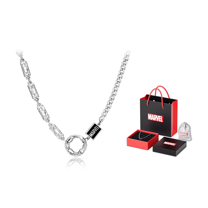 Disney x MARVEL Titanium Steel Couple Necklace For Men And Women's Men's Silver-6
