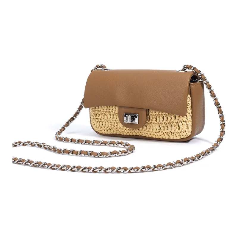 COURONNE PP Grass Composite Cow Leather Crossbody Handbag Women's Multicolor-7