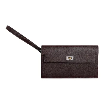 HERMES Kelly Pocket Chamkila Goatskin Wallet Women's 0G Rouge Sellier Saddle Red