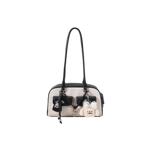 PAYOT Microfiber Synthetic Leather Handbag, Shoulder Bag Women's Black White