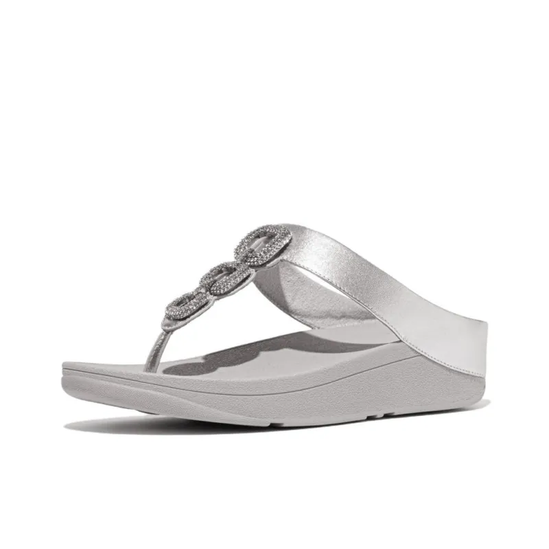 FITFLOP Rubber Sole Abrasion Resistant Flip Flops Women's Silver-1
