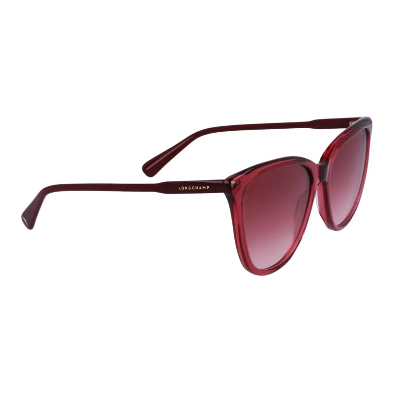 LONGCHAMP Acetate Irregular Shape Sunglasses Unisex Burgundy-2