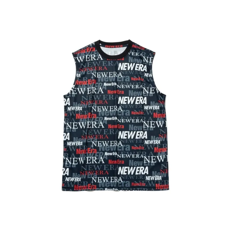 New Era Tech Tank Top Text All Over Navy Tank Top Unisex Marine Blue-0
