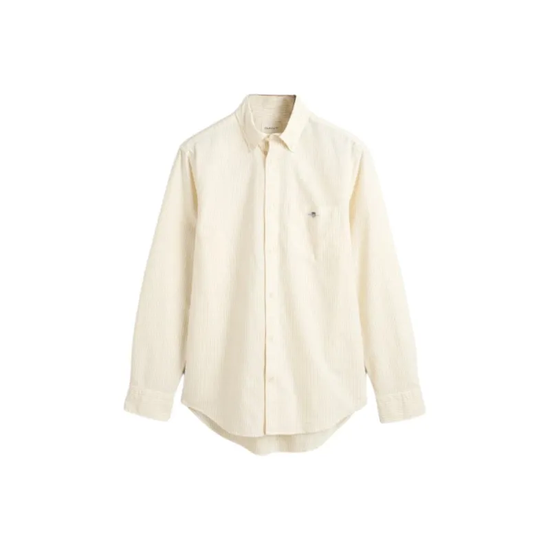 GANT Regular Fit Banker Stripe Classic Oxford Shirt Men's Ecru-0