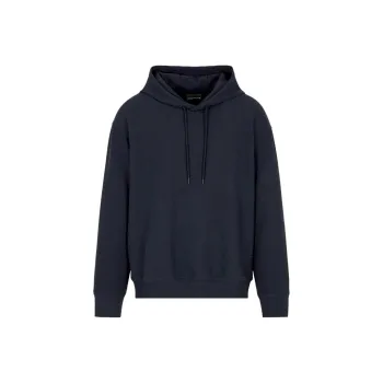 EMPORIO ARMANI Asv Jersey Lyocell Blend Hooded Sweatshirt With All over Lettering