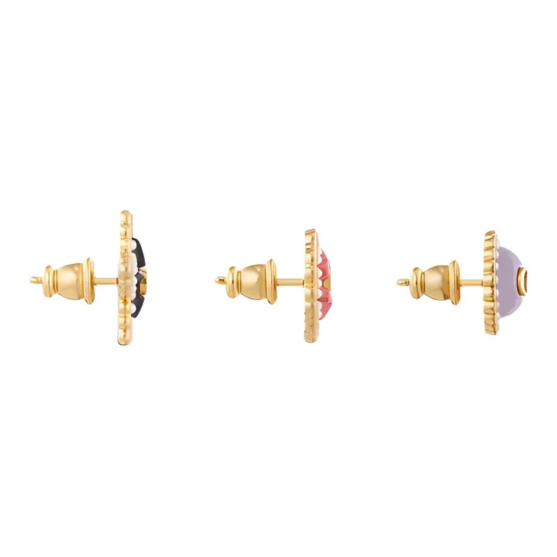DIOR Metal Stud Earrings Women's Multicolor-2