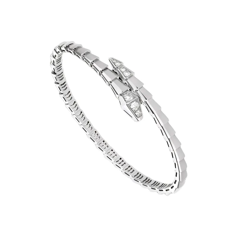 BVLGARI 18K Gold, White Gold, Diamond Bangles Women's Silver-2