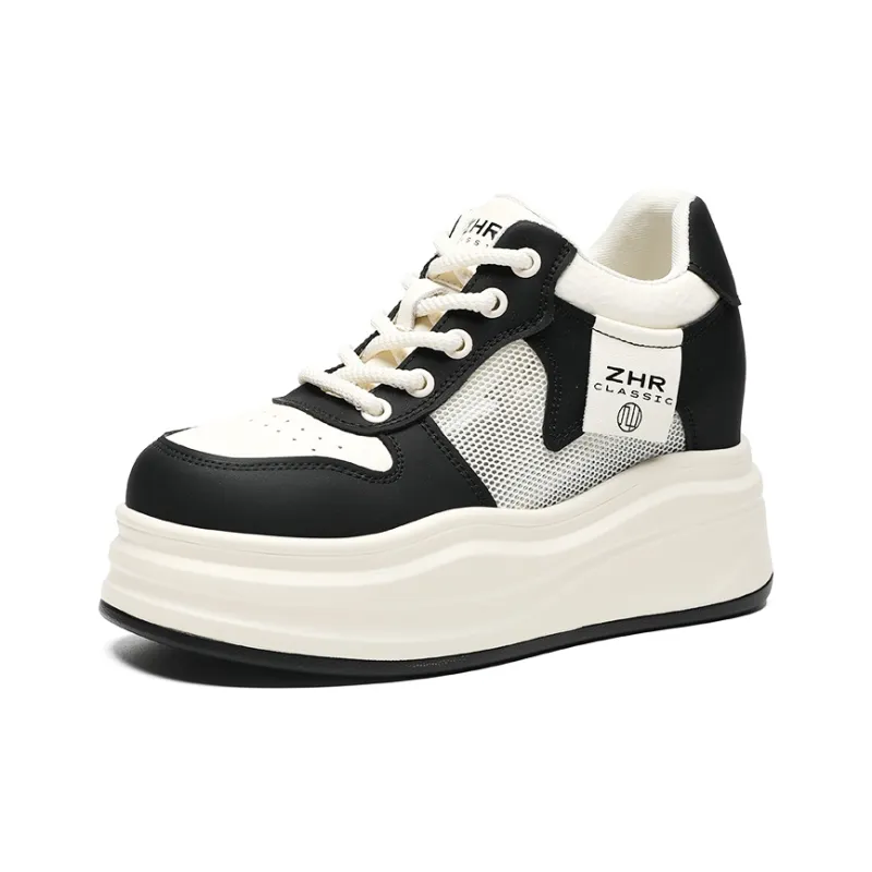 ZHR Platform Mesh White Sneakers Anti Slip Wear Resistant Low Top Skateboard Shoes Women's-7