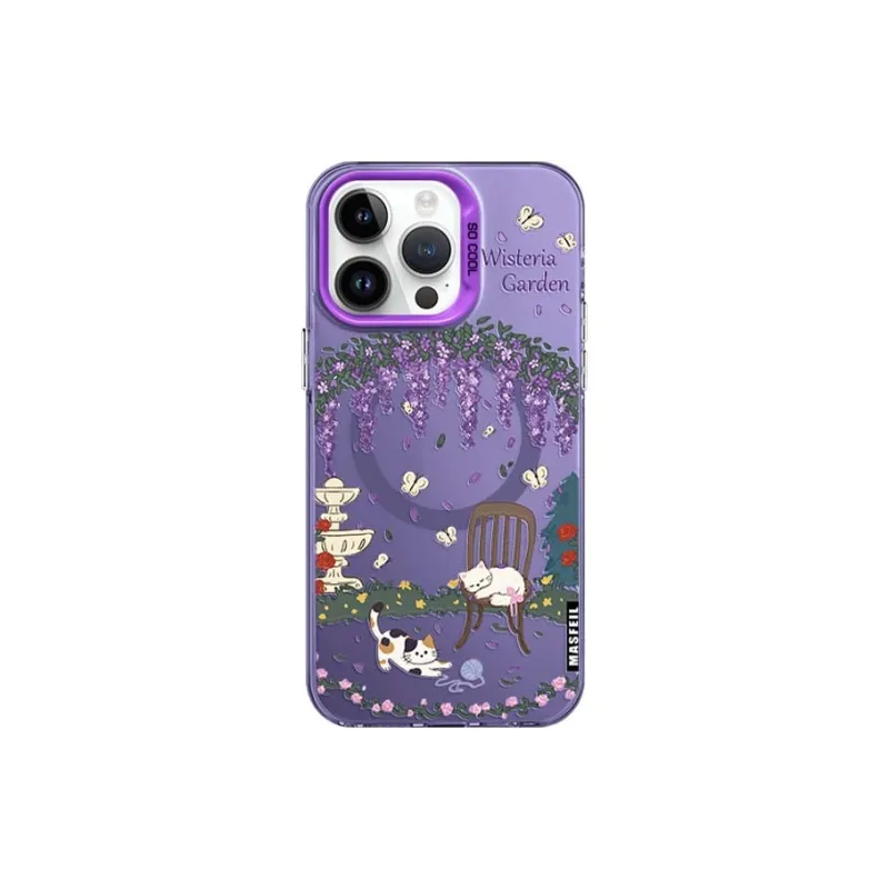 Marsfield Acrylic Material Soft Edge Magnetic Wisteria Garden Phone Cases Compatibility Apple 16/15/14/13 Pro/Pro Max-1