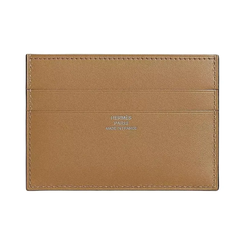 HERMES Cheval Picto Evercolor Leather Card Holder Women's Brown & Zanzibar Blue-1