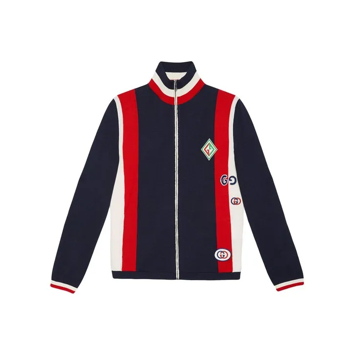 GUCCI Logo Appliqued Striped Wool Sweater-0