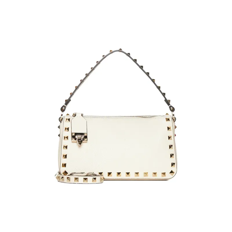 Valentino ROCKSTUD Calfskin Shoulder Bag, Crossbody Bag, Handbag Women's White-0