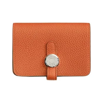 HERMES Dogon Togo Calfskin Card Holder Women's 93 Orange Hermes Orange/Orange