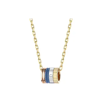 Boucheron 18kt Yellow White And Rose Gold Quatre Blue Diamond Mini Ring Pendant Necklace
