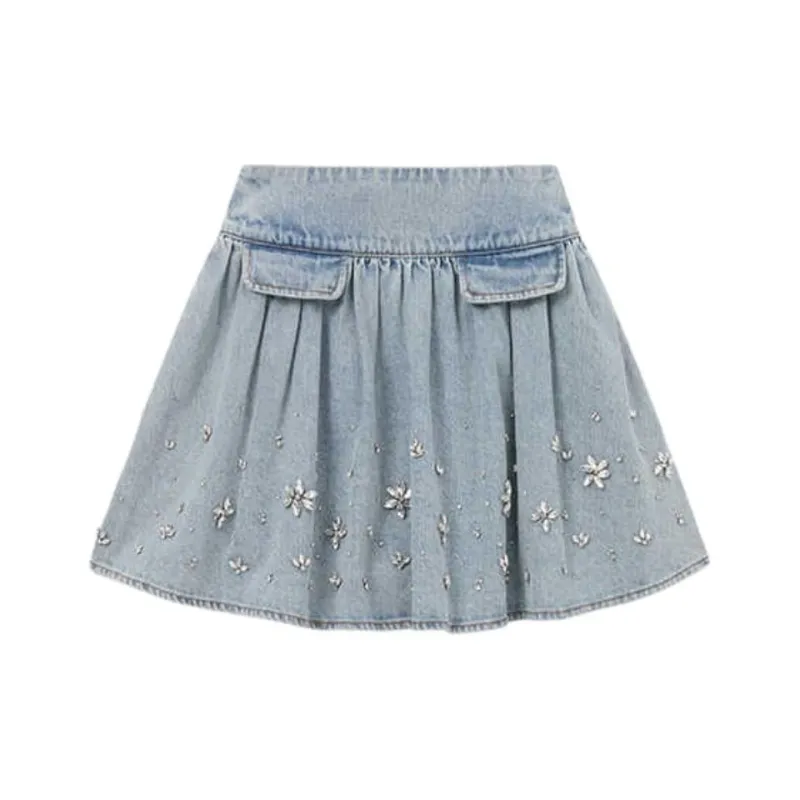 Self portrait Denim Short Skirts Women's Light Denim Blue-3