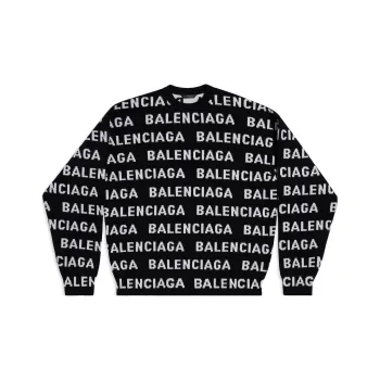 Balenciaga Allover Logo Intarsia Knitted Jumper