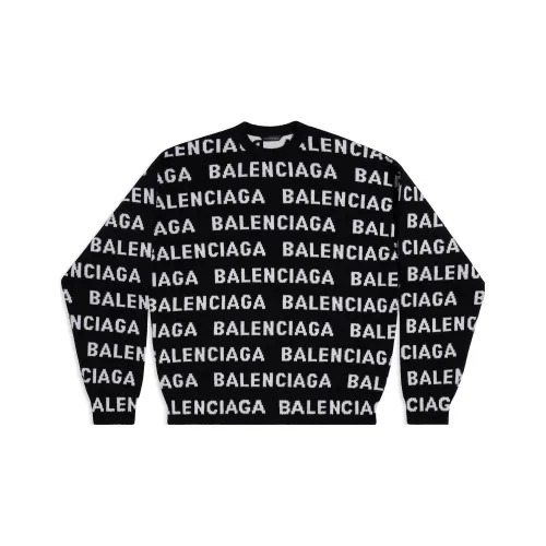 Balenciaga Allover Logo Intarsia Knitted Jumper