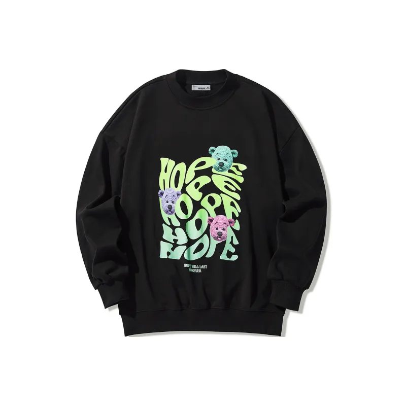 GUKUUL Cartoon Bear Letter Print Crew Neck Pullover Sweatshirt Unisex-3