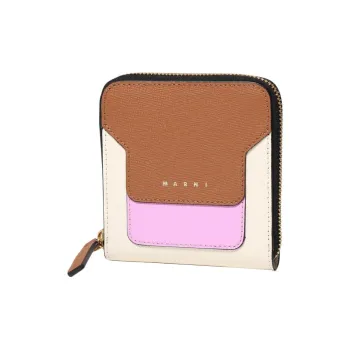 MARNI Cow Leather Wallet Mini Women's Brown & Cream