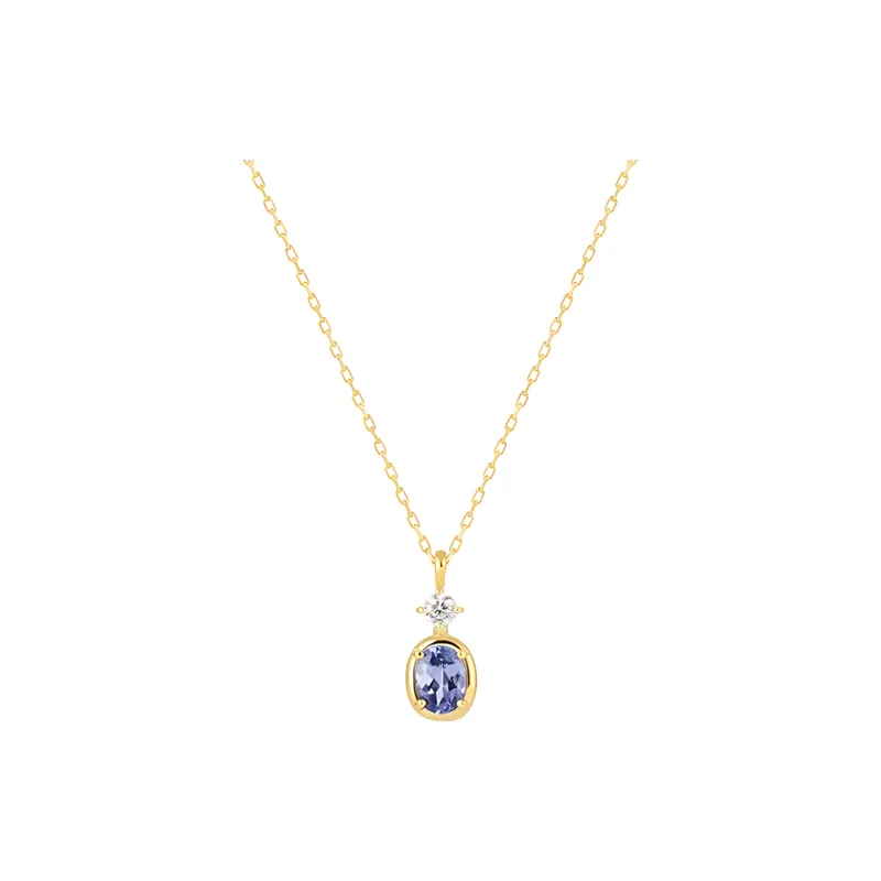 Canal 4℃ 10K Gold Tanzanite Cubic Zirconia Necklaces Women's Gold-1