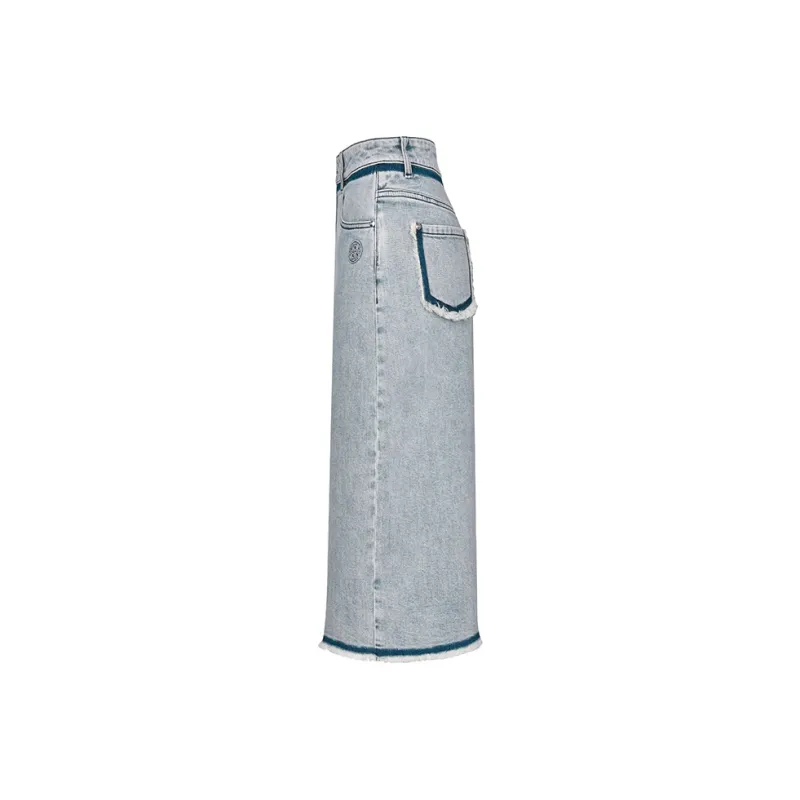 RARE Denim Long Skirt Women's Blue-1