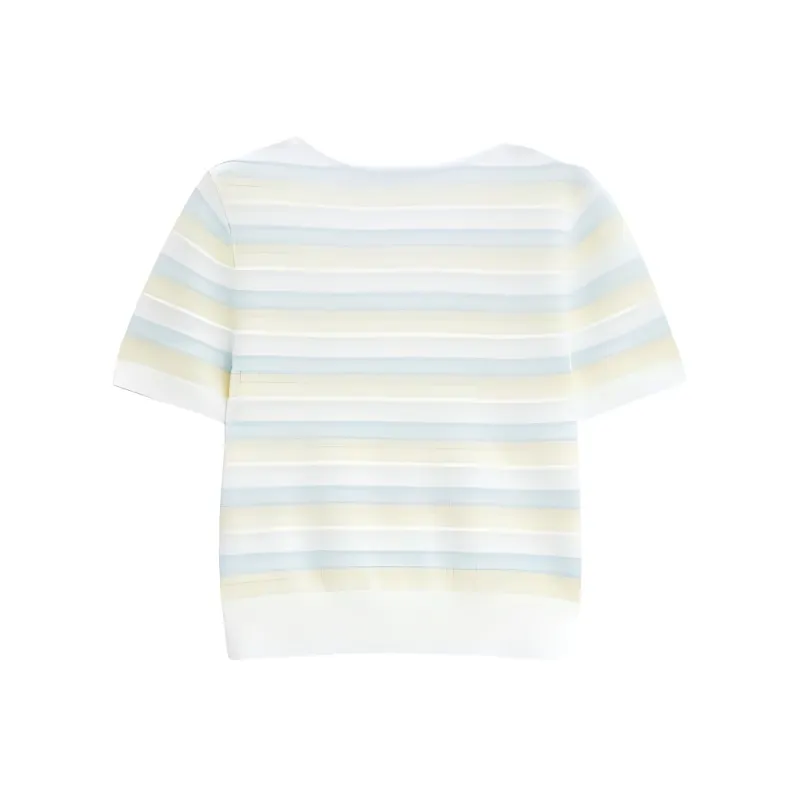 Love To Serve Knitwear Women's Yellow Blue Stripes-1