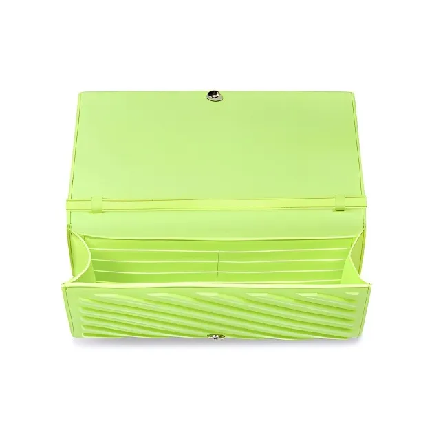 Balenciaga Car Calfskin Card Clip Wallets Men's Neon Green-4
