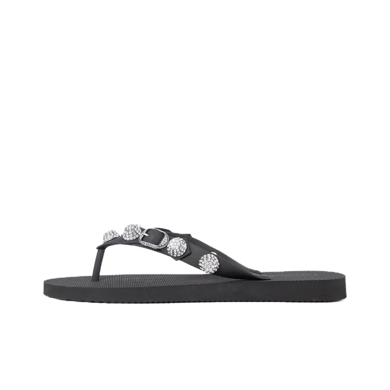 Balenciaga Cagole Flip Flops Women's Black-0