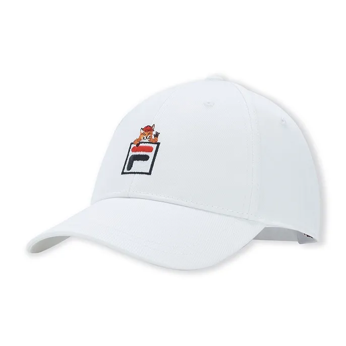 FILA x Maison Kitsune Cotton Baseball Caps Unisex Standard White-1